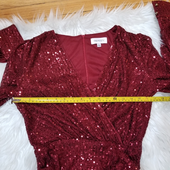 FAERIESTY Sequin Maxi Dress Burgundy Size S. Elegant Burgundy Sequin Gown - Picture 13 of 16
